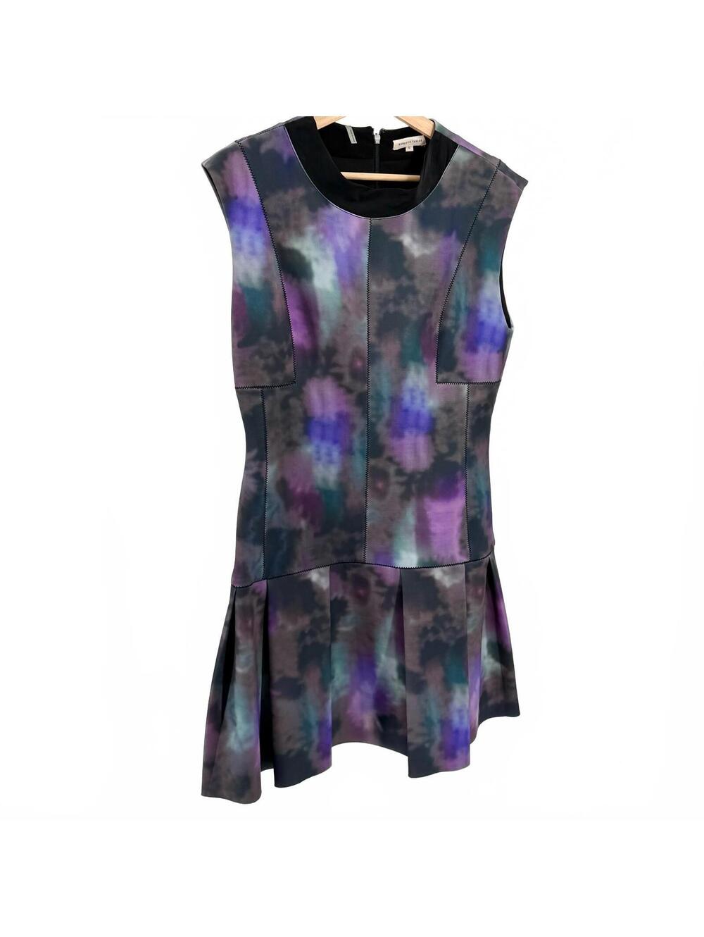 Rebecca Taylor Purple Scuba Neoprene Tie-Dye Dress